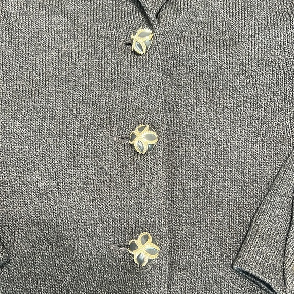 St. John Collection Knit Blazer Gray with Gold Accents Size 10 - Picture 3 of 11